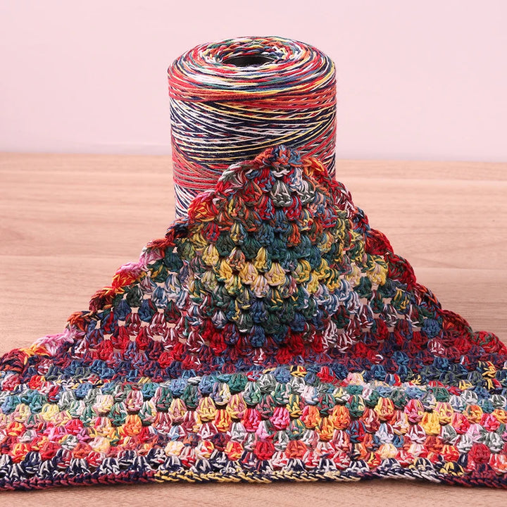 300g 100% Cotton Rainbow Section-Dyed Yarn – Retro Knitting Yarn for Sweaters, Scarves, Hats & DIY Accessories