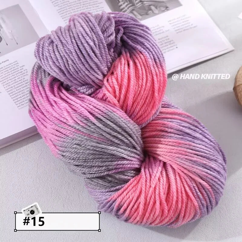 400g Hand-Dyed Chunky Alpaca Yarn (2 Skeins) – Gradient Rainbow Wool Yarn for Sweaters, Scarves & Hats