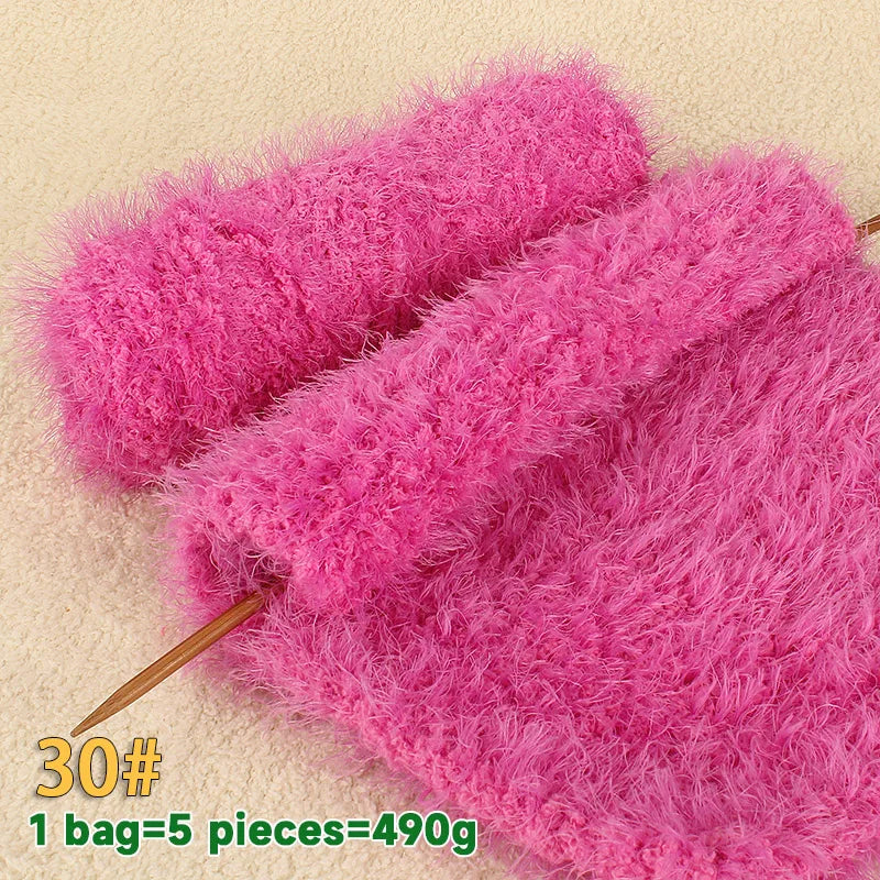 490g Imitation Fur Eyelash Yarn – Thick Roving Yarn for Sweaters, Shawls, Blankets & Cushions