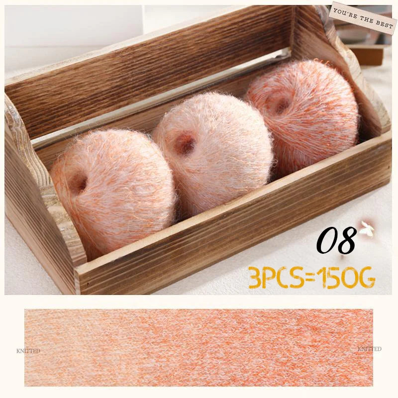 150g Premium Mohair Yarn – Tobacco Multi-Color Knitting Yarn (3 Pieces/Pack)