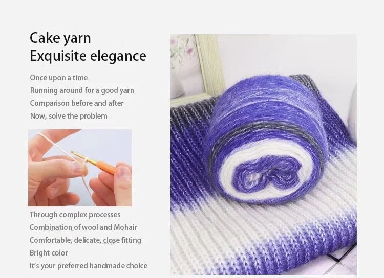 190g Rainbow Gradient Mohair Yarn – Long Section Dyed Spray Yarn for Sweaters, Shawls & Scarves (2 Pieces/Pack)