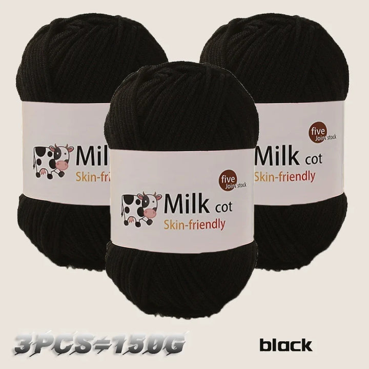 150g 5-Strand Milk Cotton Yarn – Soft Medium Thick Knitting & Crochet Yarn for Dolls, Sweaters, Hats & Scarves