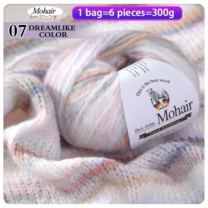 Gradient Zebra Pattern Yarn Balls (6 Pack / 300g) – Colorful Knitting Yarn for Sweaters, Shawls, Scarves & DIY Crafts