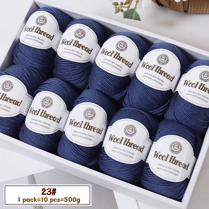 500g Fine Wool Knitting Yarn – Soft Handmade Yarn for Sweaters, Scarves, Hats & DIY Crafts (10 Skeins)