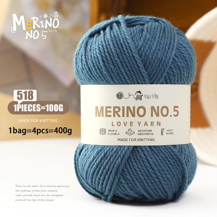 400g Alpaca Wool Blend Yarn Set (4 Pieces) – 245 Stick-Needle Medium-Thick Yarn for Sweaters, Coats, Scarves & DIY Crafts