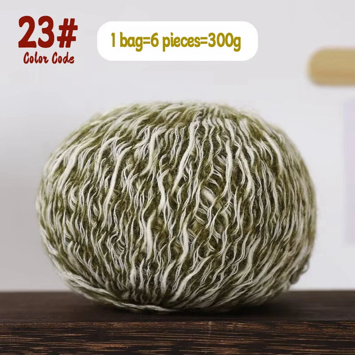 300g Bamboo Fiber Yarn – Fancy Thick & Thin Hand Knitting Yarn for Sweaters, Shawls, Hats & DIY Crafts (6pcs Pack)