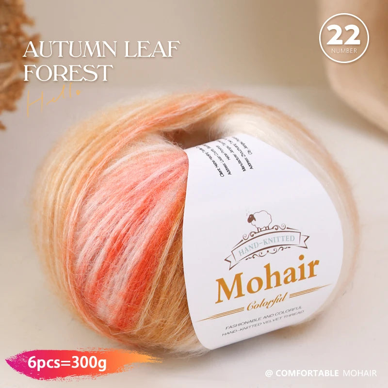 300g Rainbow Gradient Yarn Balls – Colorful Knitting Yarn for Tops, Scarves & DIY Crafts (6 Pieces/Pack)