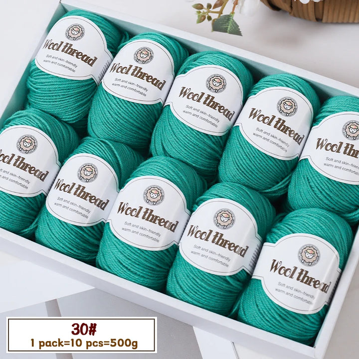 500g Fine Wool Knitting Yarn – Soft Handmade Yarn for Sweaters, Scarves, Hats & DIY Crafts (10 Skeins)