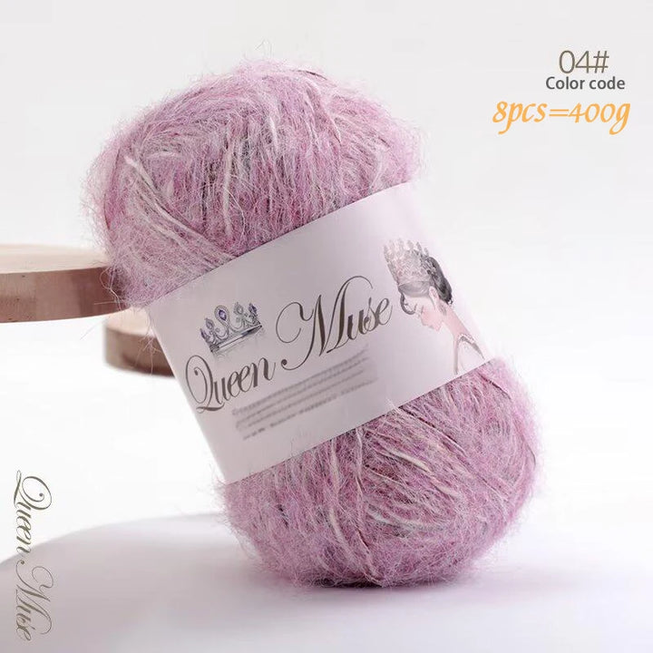 400g Multicolored Rainbow Alpaca Mohair Yarn – Soft Fluffy Knitting Yarn for Sweaters & Shawls (8 Pieces/Bag)