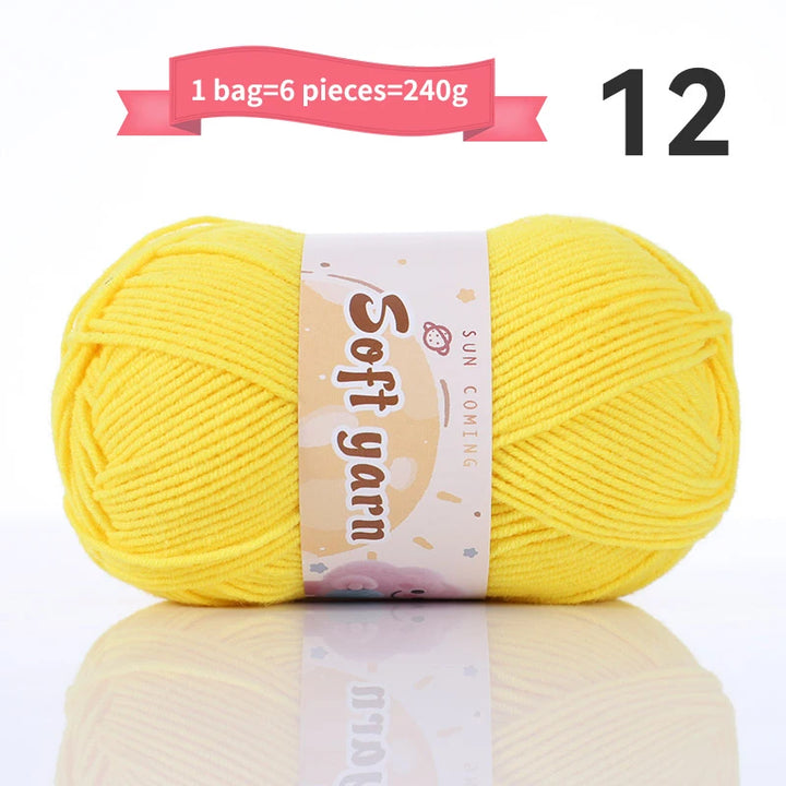 240g Medium-Thin Combed Yarn – Soft DIY Knitting & Crochet Yarn Balls (6 Pieces / Pack)