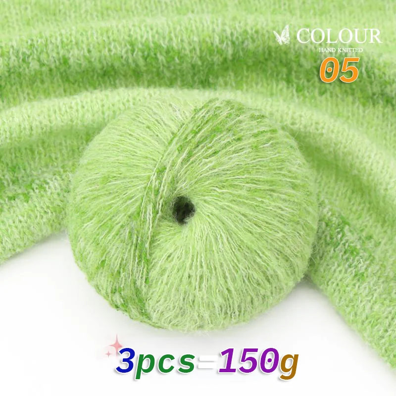 150g Gradient Long Section-Dyed Mohair Yarn – Soft Knitting Yarn for Sweaters, Scarves, Hats & Shawls (3pcs Pack)