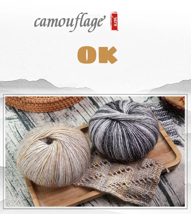 150g Camouflage Cotton Yarn – Medium-Thick Combed Yarn for Knitting & Crochet (3 Pieces/Pack)