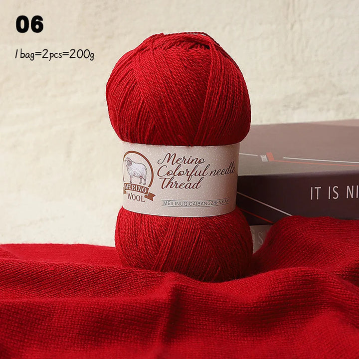 Solid Color Medium-Thick Cashmere Blend Yarn – Soft Luxury Yarn for Sweaters, Scarves & Handmade Crafts