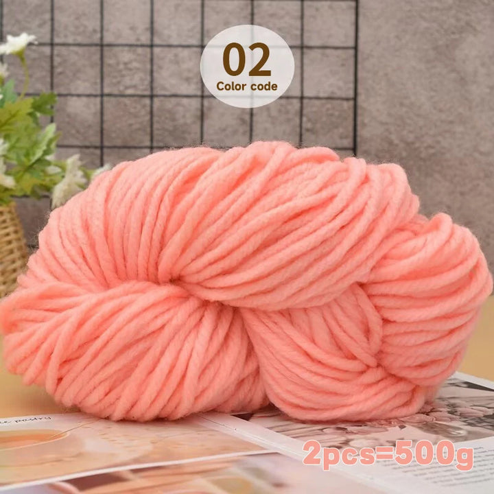 500g Extra Thick Polyester Yarn (2 Skeins) – Chunky Knitting Yarn for Sweaters, Hats, Cushions & DIY Crafts