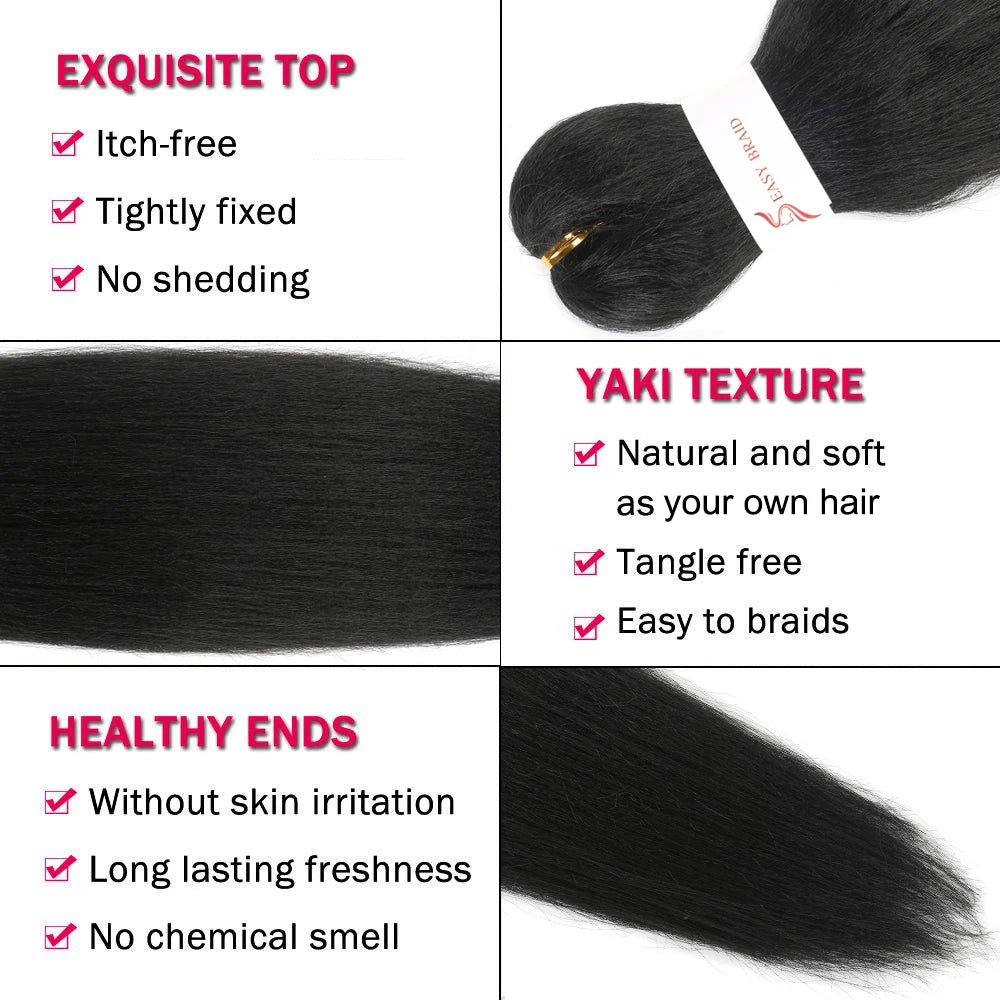 26 Inch Pre-Stretched Braiding Hair – Xpression-Style Smooth Yaki Straight Synthetic Extensions