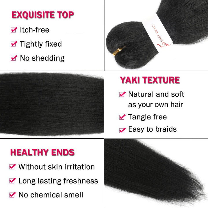 26 Inch Pre-Stretched Braiding Hair – Xpression-Style Smooth Yaki Straight Synthetic Extensions