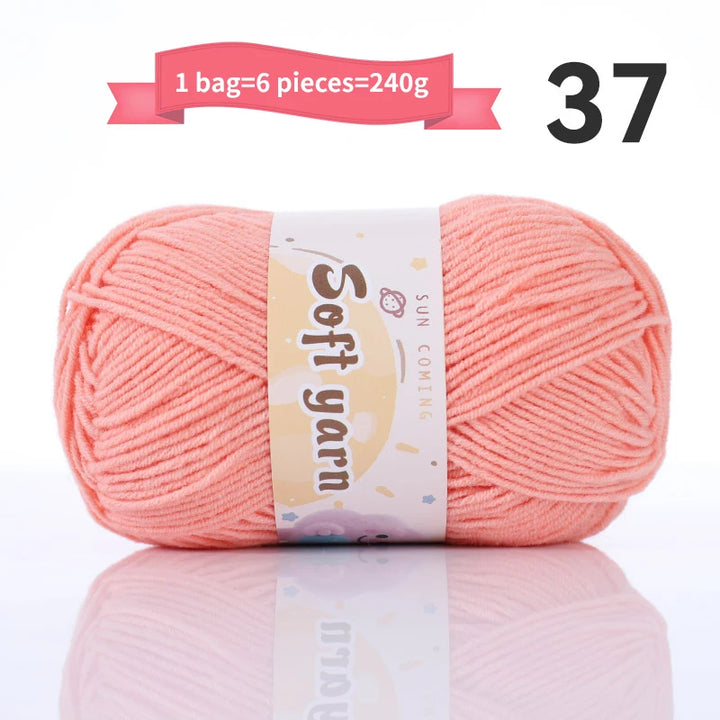 240g Medium-Thin Combed Yarn – Soft DIY Knitting & Crochet Yarn Balls (6 Pieces / Pack)