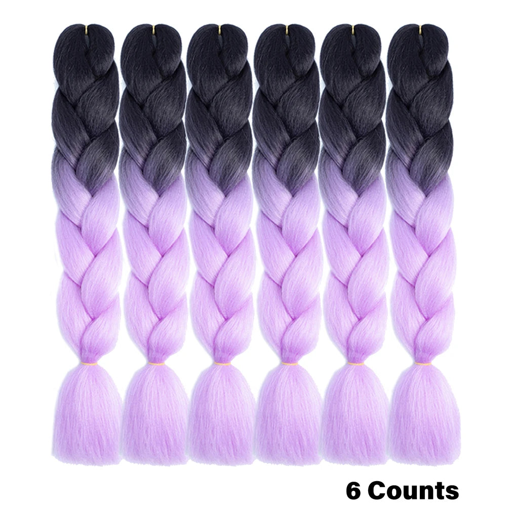 Rainbow Pre-Stretched Braiding Hair – Jumbo Box Braids High-Temperature Synthetic Extensions (6 Packs)