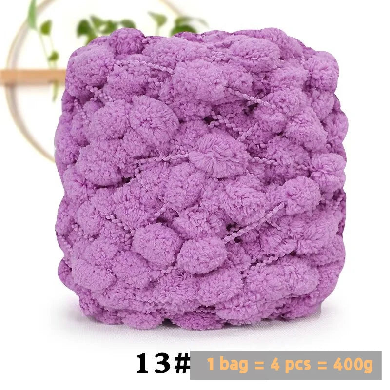 Super Soft Bean Yarn – Plush Polyester Chunky Yarn for Blankets, Cushions, Hats & DIY Crafts (400g, 4pcs Pack)
