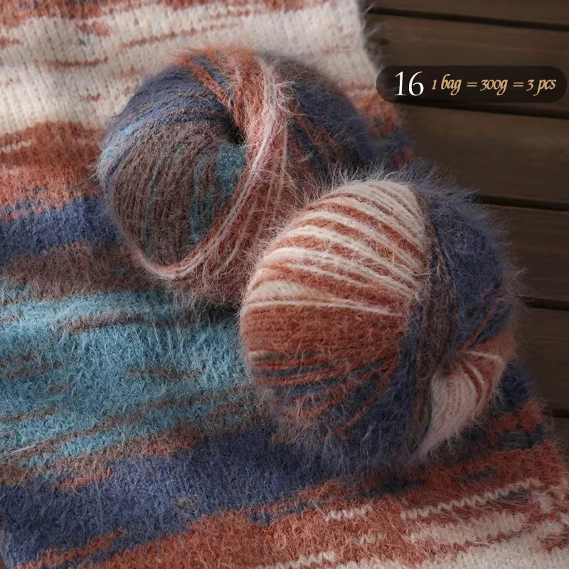 300g Xuebao Gradient Plush Yarn (3 Pieces) – Soft Warm Knitting Yarn for Scarves, Hats, Gloves & Blankets