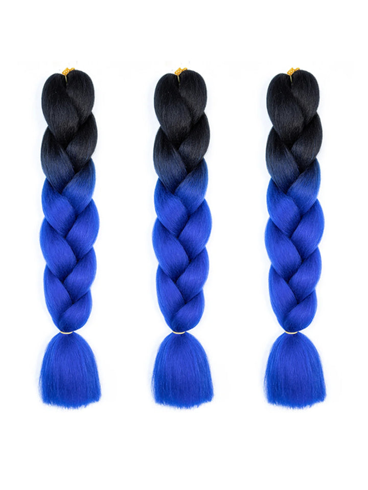 3 Packs 24 Inch Rainbow Braiding Hair Extensions – Ombre Synthetic Jumbo Braid Hair for Crochet Braids (Rose Red)