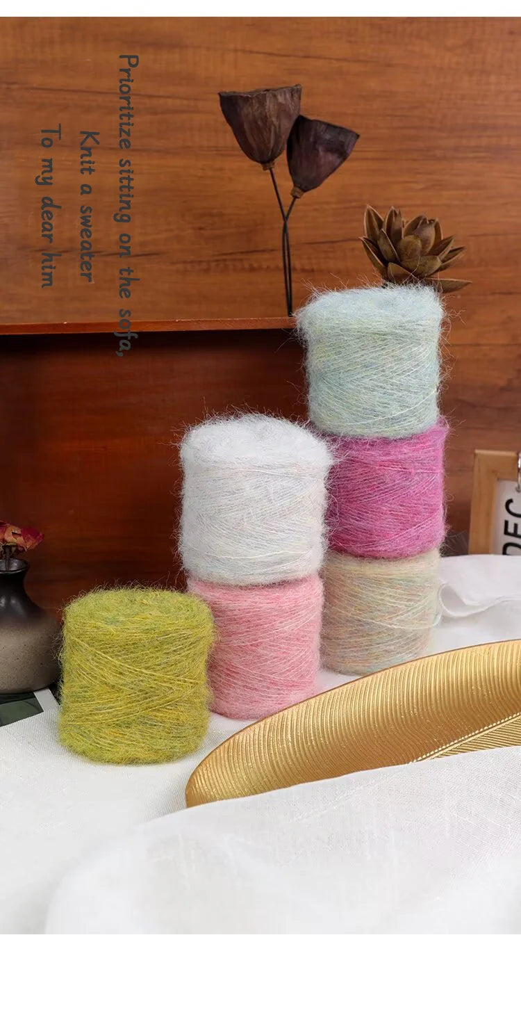 300g Long Wool & Mohair Yarn – Soft Fluffy Knitting Yarn for Sweaters, Shawls & Fashion Wear (6 Pieces/Bag)