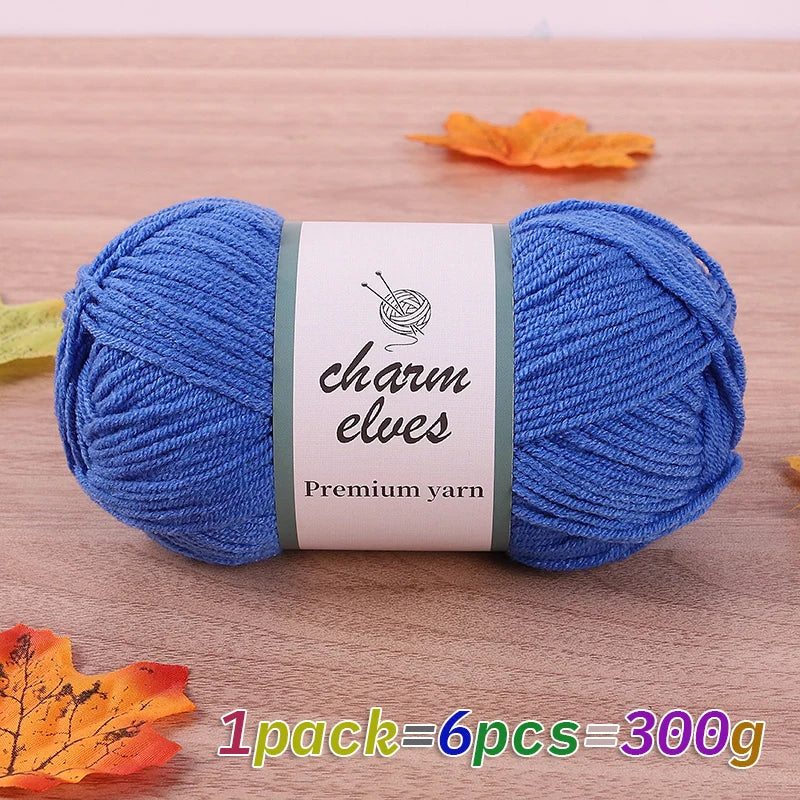 300g Multi-Color Acrylic Milk Yarn – Soft & Strong Knitting Yarn Balls (6 Pieces/Pack)