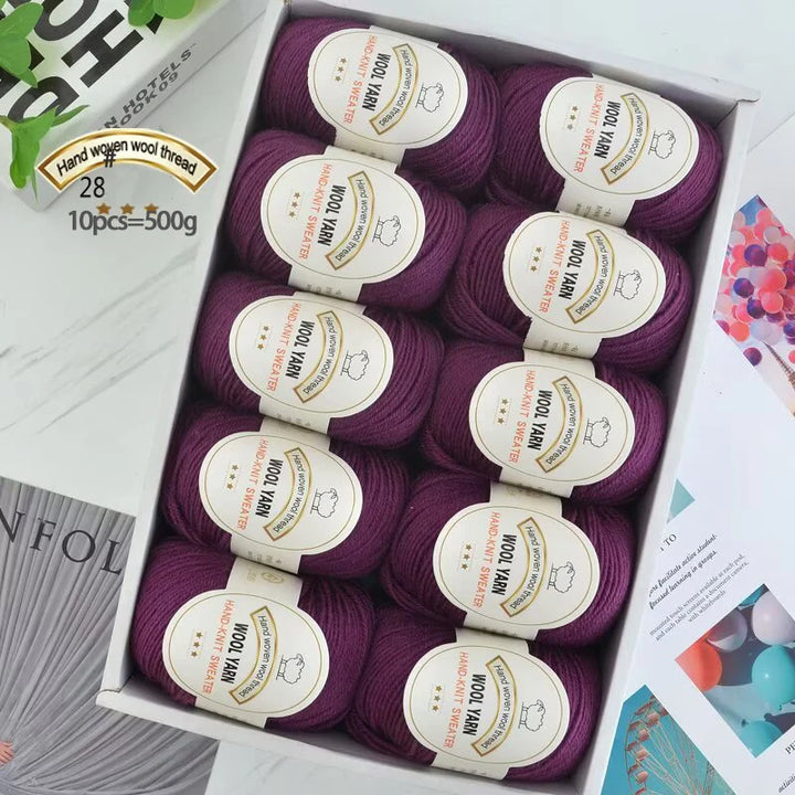 500g 2112 Medium-Fine Wool Yarn – Soft DIY Knitting Yarn for Sweaters, Jackets, Scarves, Hats & Handmade Crafts (10pcs Bag)