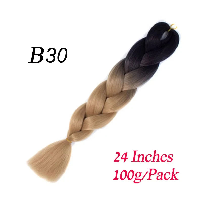 24 Inch Synthetic Ombre Braiding Hair – Jumbo Braid Extensions for DIY Hairstyles (Blue/Grey)