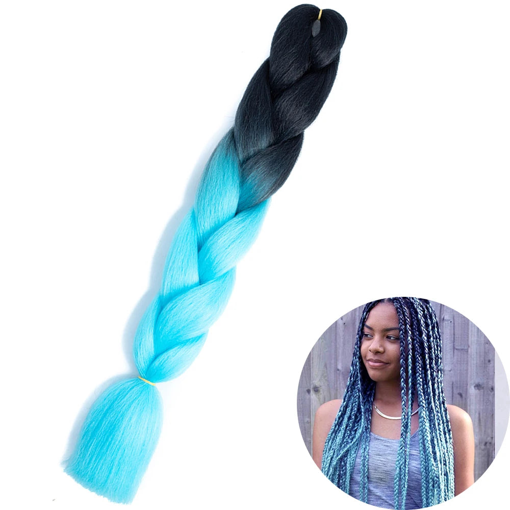 24" Synthetic Yaki Braids Hair – Kanekalon Ombre Jumbo Braiding Extensions for Women