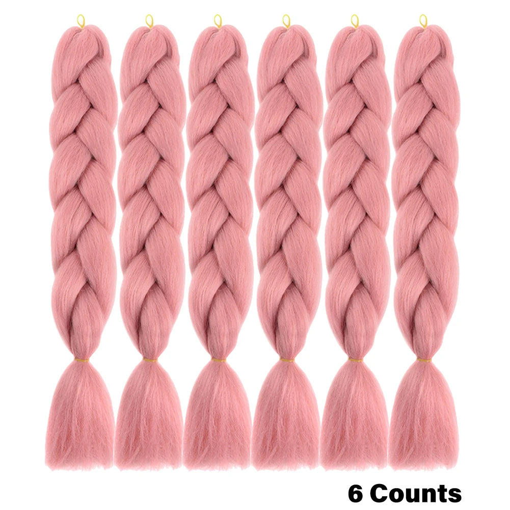 Rainbow Pre-Stretched Braiding Hair – Jumbo Box Braids High-Temperature Synthetic Extensions (6 Packs)