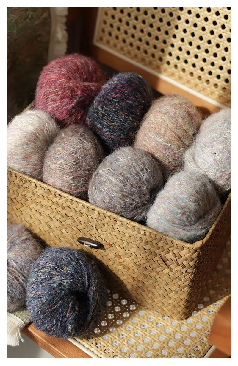250g Colorful Mohair Alpaca Yarn Set (10 Pieces) – Soft Medium-Thick Yarn for Sweaters, Coats, Shawls & DIY Crafts