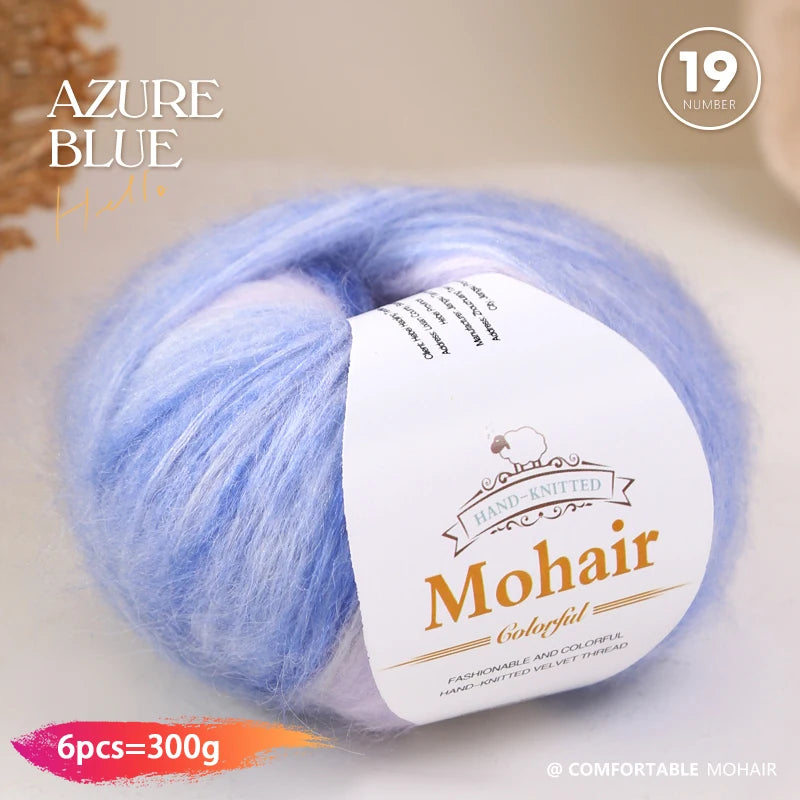 300g Rainbow Gradient Yarn Balls – Colorful Knitting Yarn for Tops, Scarves & DIY Crafts (6 Pieces/Pack)