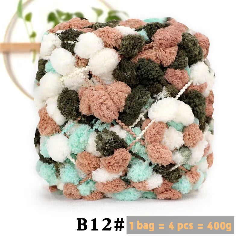Super Soft Bean Yarn – Plush Polyester Chunky Yarn for Blankets, Cushions, Hats & DIY Crafts (400g, 4pcs Pack)