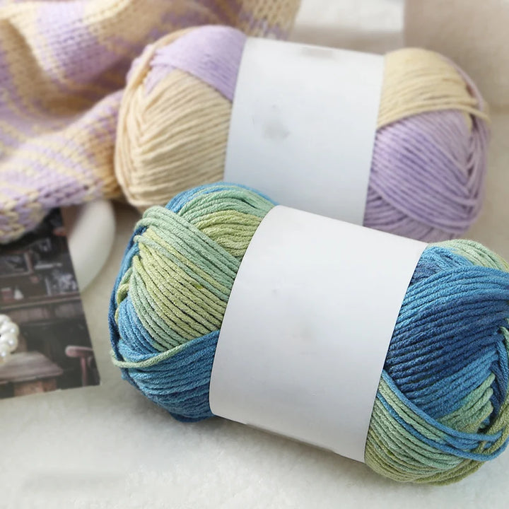 Colorful 6-Strand Gradient Yarn – Segment-Dyed Floral Pattern Yarn for Handmade Crafts