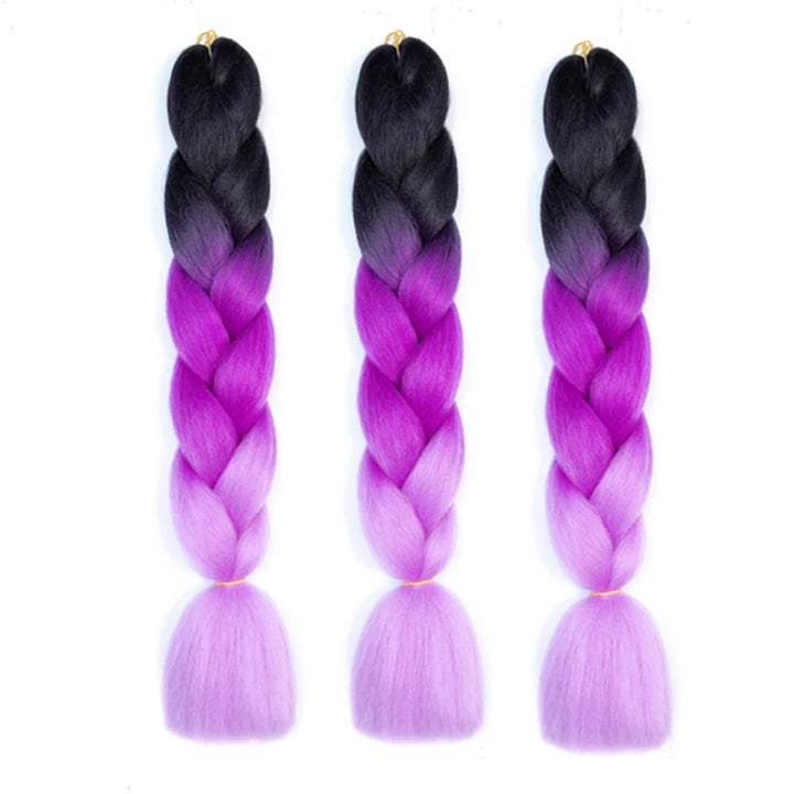 3 Packs 24 Inch Rainbow Braiding Hair Extensions – Ombre Synthetic Jumbo Braid Hair for Crochet Braids (Rose Red)