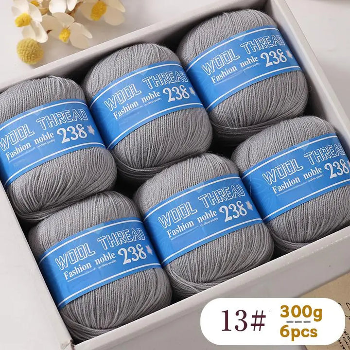 300g 238 Pure Wool Yarn (6 Pack) – High-Quality Knitting Yarn for Sweaters, Vests & Hats
