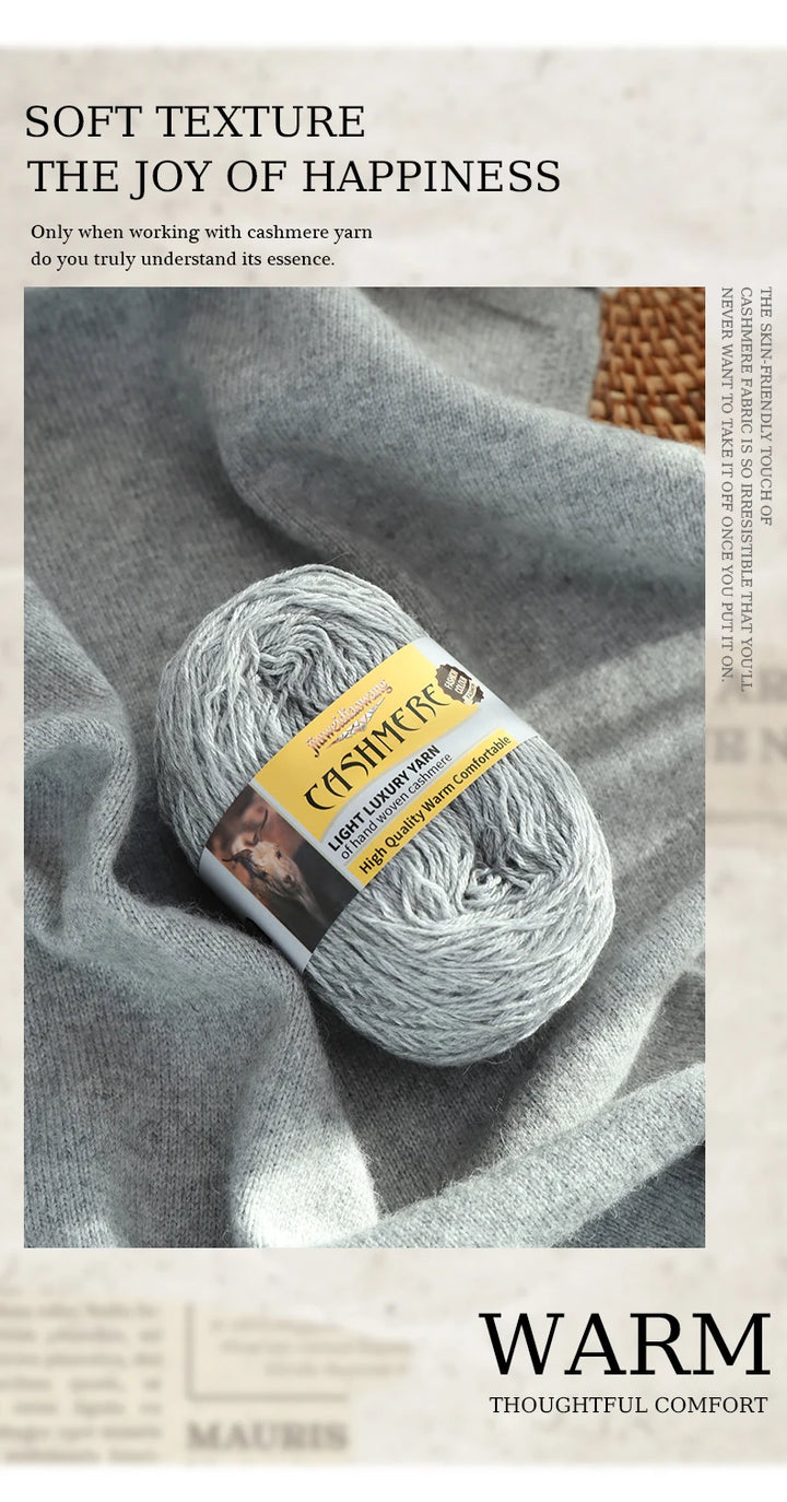 Premium Cashmere Blend Knitting Yarn Set – Medium-Fine Soft Wool Yarn for Sweaters, Scarves, Hats & Shawls (6 Main + 6 Elastic Threads)