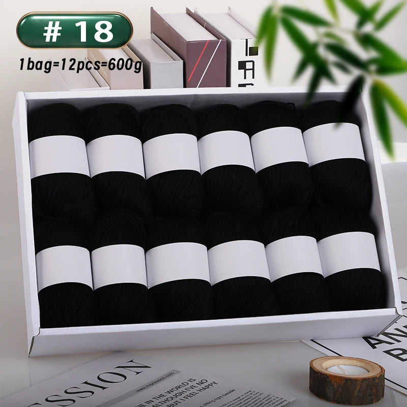 12-Piece Luxury Cashmere-Silk Yarn Set – Ultra-Soft Fluffy Yarn for Sweaters, Coats, Shawls & DIY Crafts (600g)