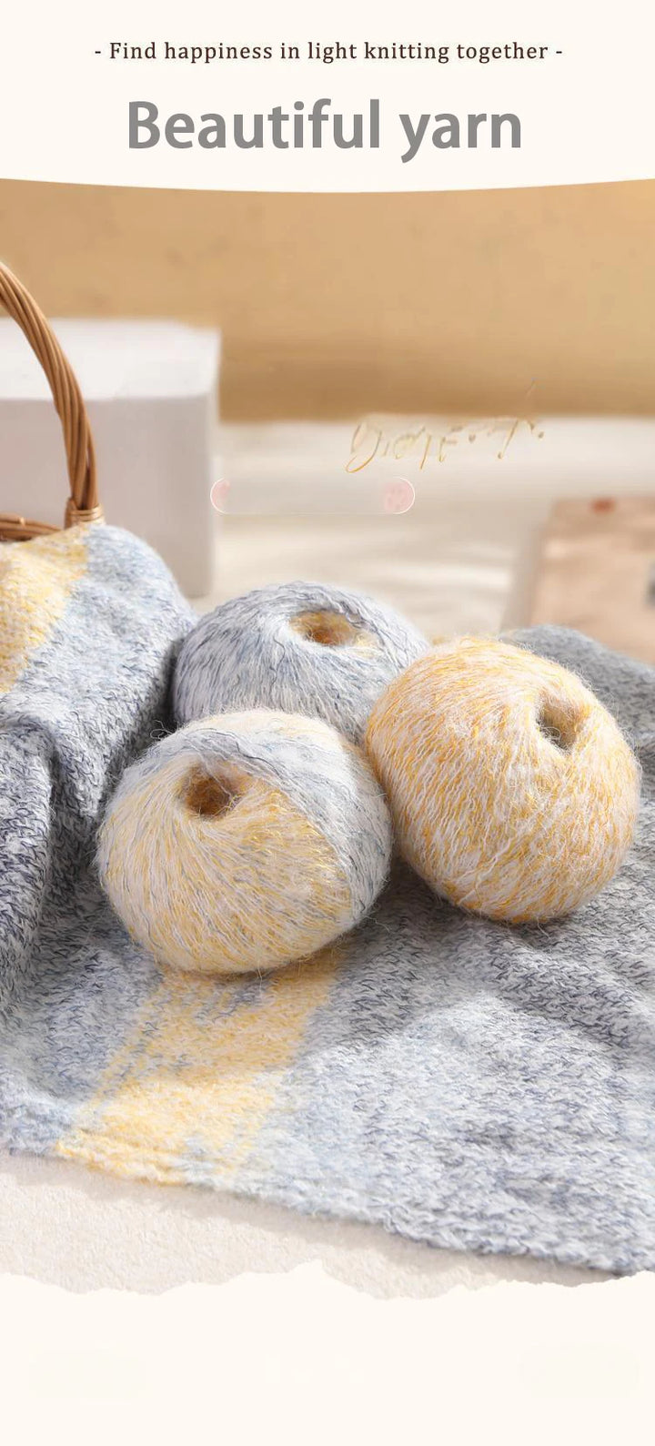 150g Premium Mohair Yarn – Tobacco Multi-Color Knitting Yarn (3 Pieces/Pack)