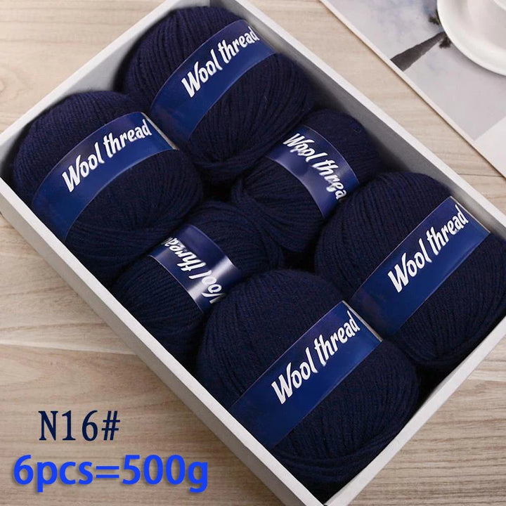 500g Fine Wool & Sheep Cashmere Yarn – Soft Warm Knitting Yarn (6 Pieces/Pack)