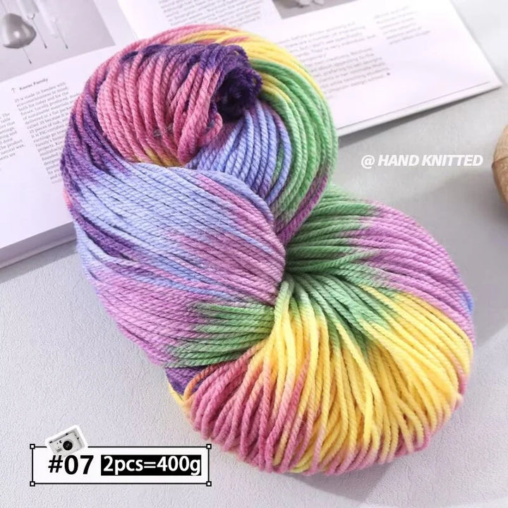 400g Hand-Dyed Chunky Alpaca Yarn (2 Skeins) – Gradient Rainbow Wool Yarn for Sweaters, Scarves & Hats