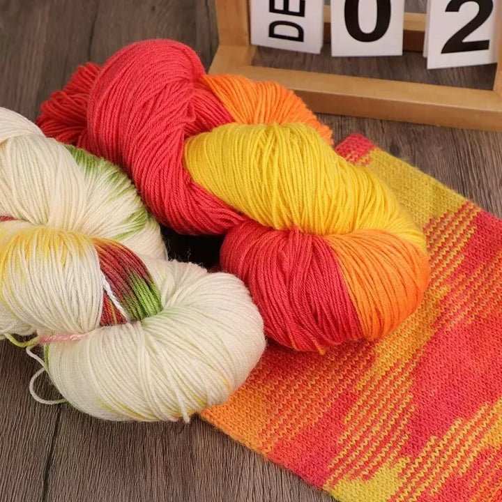 Segment-Dyed Rainbow Wool Yarn – Colorful Knitting Yarn for Sweaters, Scarves, Hats & Gloves