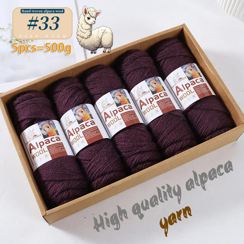 500g Alpaca Wool 245 Stick Stitch Yarn (5 Pieces) – Thick Knitting Yarn for Sweaters, Coats, Blankets & DIY Crafts