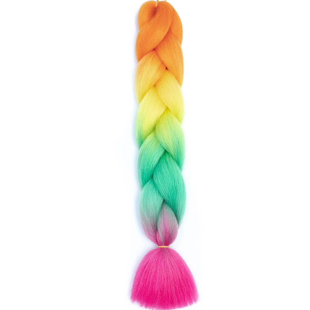 24 Inch Jumbo Box Braids Extensions – Synthetic Braiding Hair for Children (Pink, Purple, Yellow, Gray)