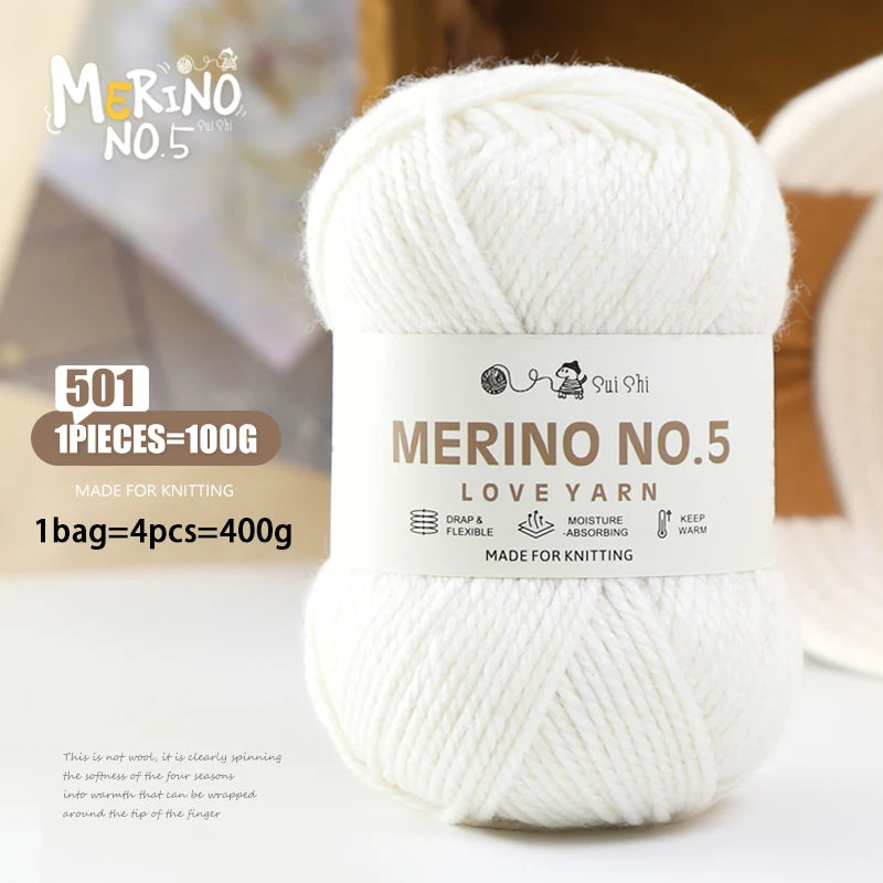 400g Alpaca Wool Blend Yarn Set (4 Pieces) – 245 Stick-Needle Medium-Thick Yarn for Sweaters, Coats, Scarves & DIY Crafts