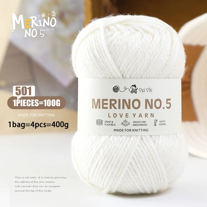 400g Alpaca Wool Blend Yarn Set (4 Pieces) – 245 Stick-Needle Medium-Thick Yarn for Sweaters, Coats, Scarves & DIY Crafts
