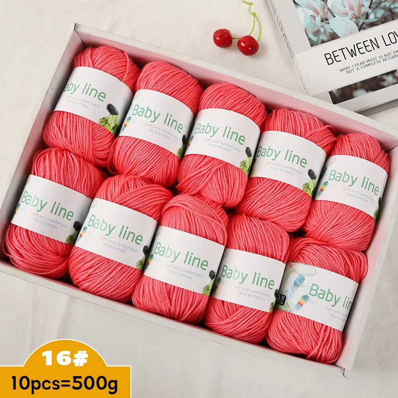 500g Soft Medium-Thick Knitting Yarn Set (10 Pieces) – Cozy Yarn for Sweaters, Hats, Scarves & Crochet Projects