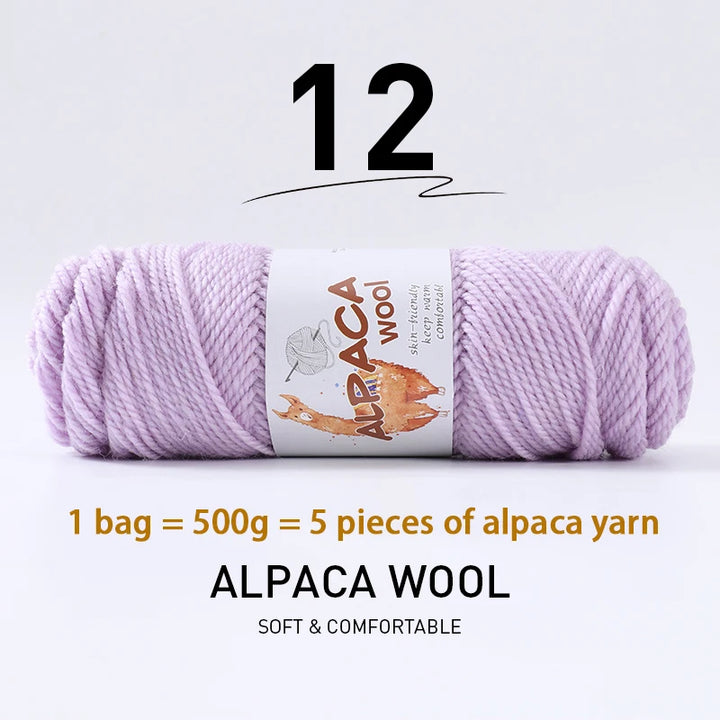 500g Thick Alpaca Wool Yarn Set (5 Skeins) – Soft Warm Knitting Yarn for Sweaters, Scarves, Hats & Winter Crafts