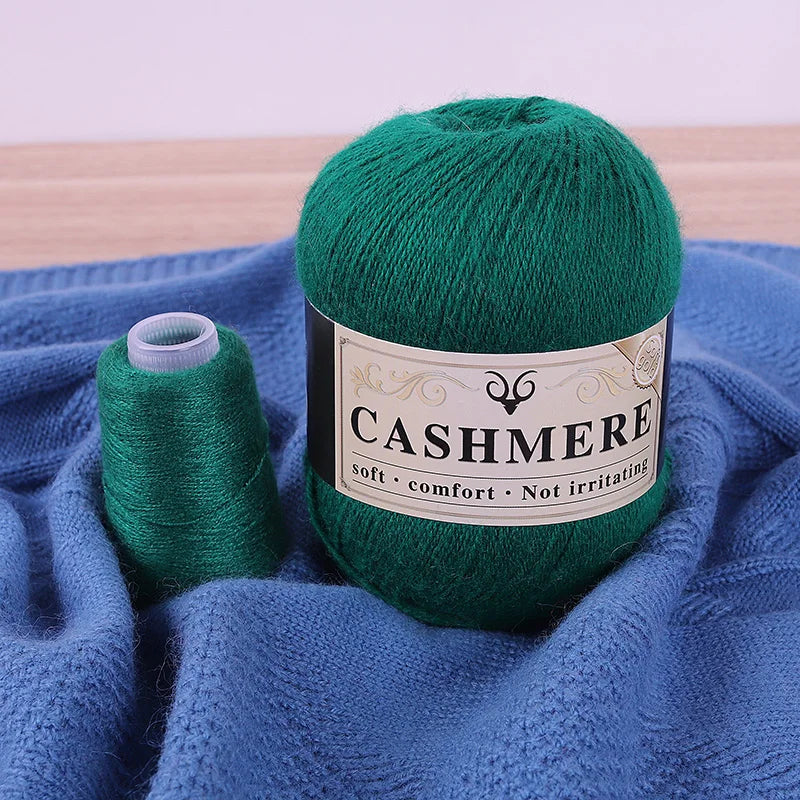 Handmade Cashmere Wool Yarn Set – 50g Main Yarn + 20g Auxiliary Yarn for Sweaters, Scarves & Hats